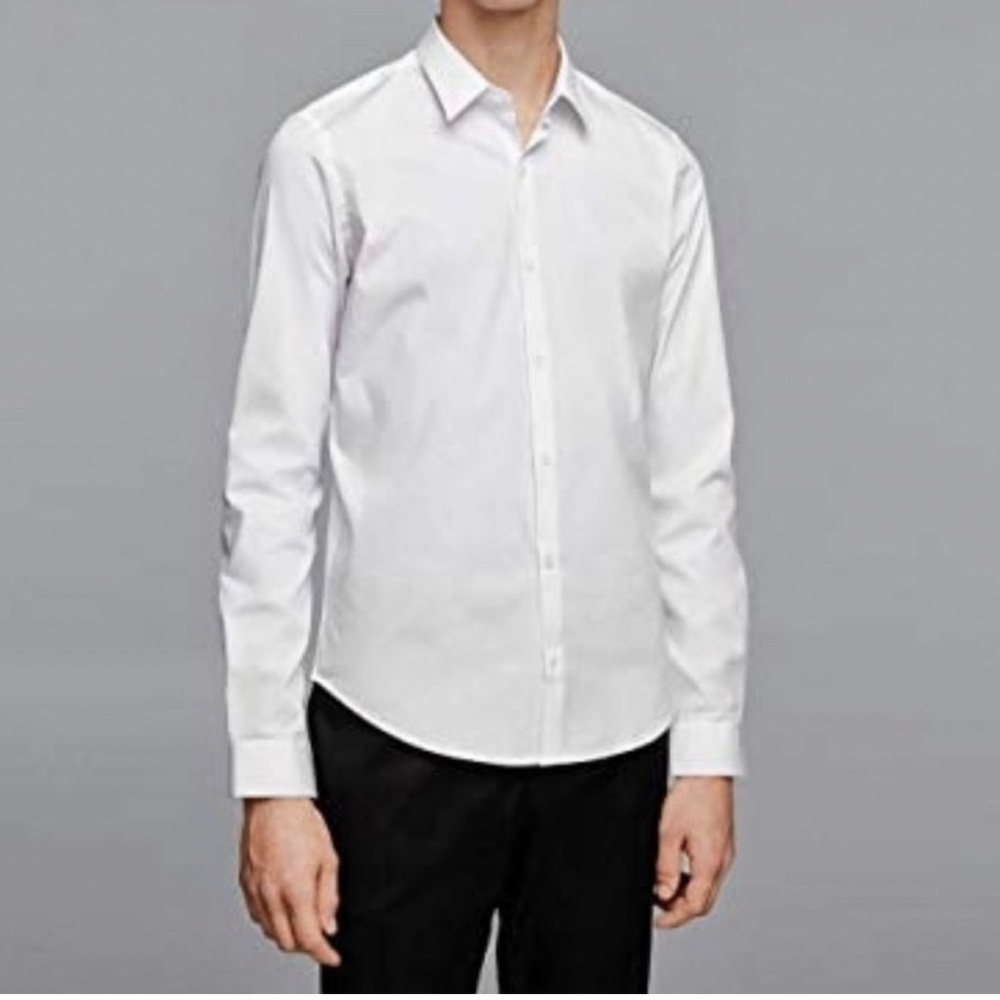 Zara Soft Classic Italian Fabric White Men's Button Up Dress Shirt